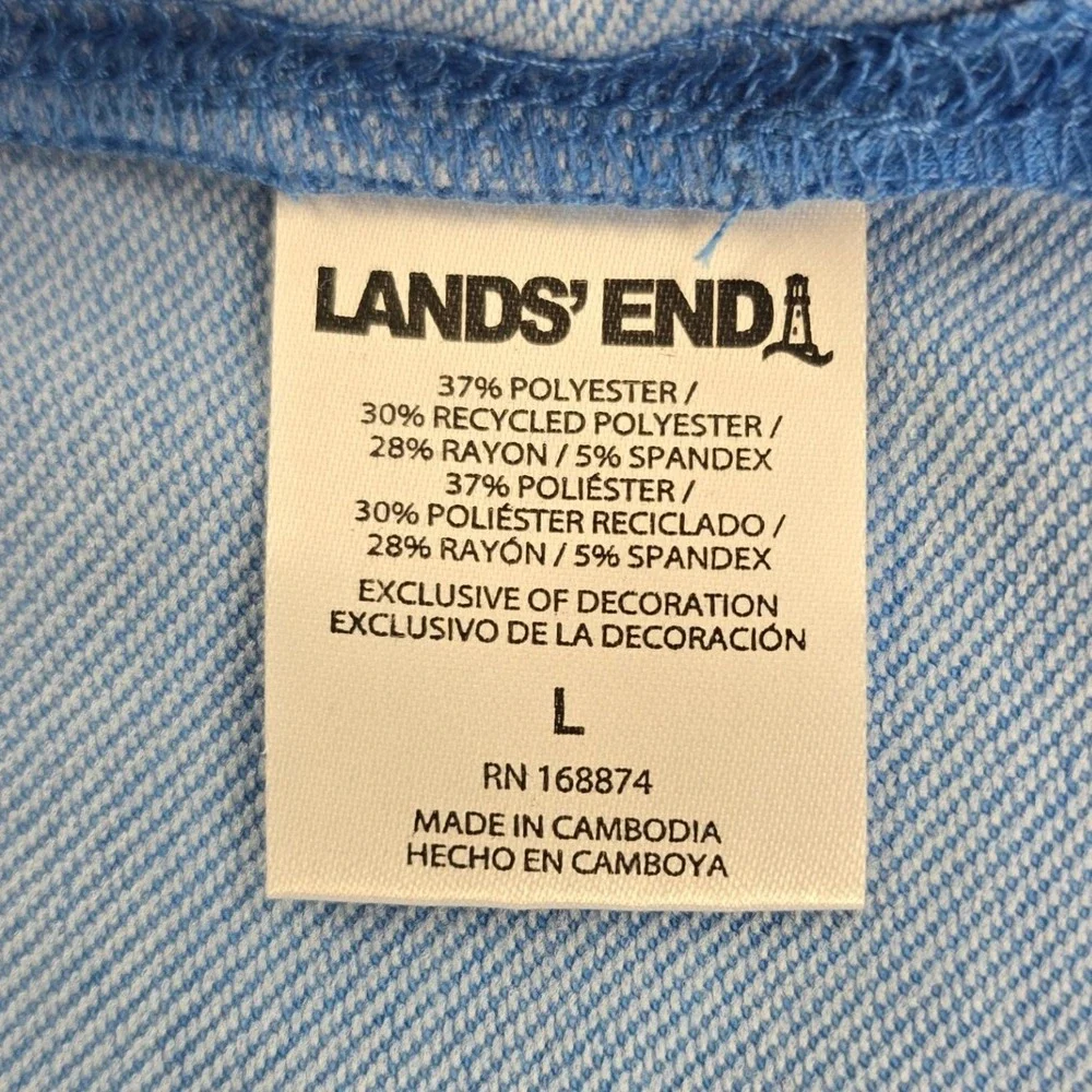 Lands End Classic Fit T-Shirt Mens Large Blue 4-Way Stretch Performance Tee